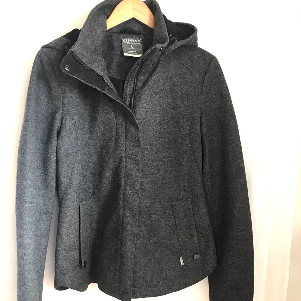 Icebreaker New Zealand Merino Wool Jacket Size L Charcoal